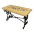 Vintage Needlepoint Seat + Iron Base Petite Bench