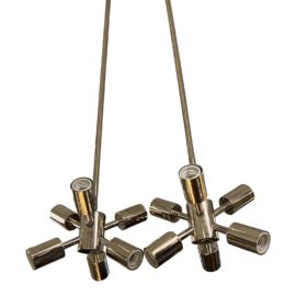 Mid Century Style Polished Chrome Pendants - a Pair