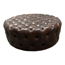 Button Tufted Tipped Vinyl Ottoman + Casters
