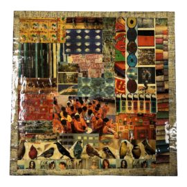 Guilaine Hedquist Lacquered Collage on Panel