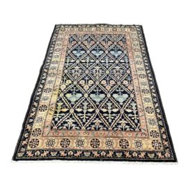 Diamond Patterned Botanical Persian Rug - 4′ × 6′2″