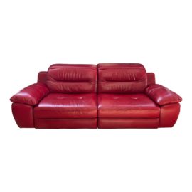 Italian Red Leather Motorized Reclining Sofa. Original Price: $6,000