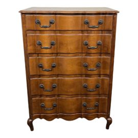 Angeles Furniture French Provincial Five Drawer Highboy Chest