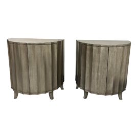 Stein World 28256 28256 Gretta Demilune Cabinets, Hand-Painted in Silver, a Pair. Original Price: $2,364