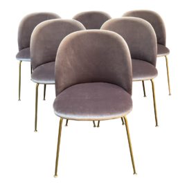 NEW Rove Concepts Iris Gray Velvet Dining Chairs, a Set of Six. Original Price: $1,495