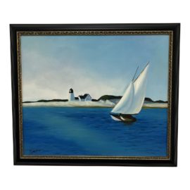 Edward Hopper Style Custom Framed Nautical Painting