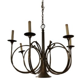 Frederick Cooper French Directorie Six Light Hunting Horn Chandelier