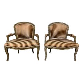 Late 19th Century French Louis XV Style Miniatures Fauteuils Arm Chairs, a Pair. Original Price: $7,000