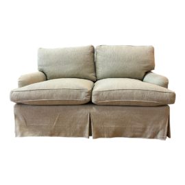 Custom Design Rolled Arm Celadon Loveseat
