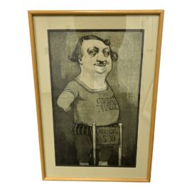 Charles Bragg "Side Show the Great Phallic" Etching - Framed