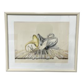 Unknown Artist Custom Framed Etching "Instruments"