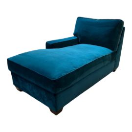 NEW California Sofa Turquoise Velvet Chaise, Left Facing. Original Price: $2,063