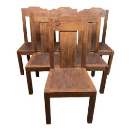 Indonesian Teak Six Dining Chairs, Set of Six