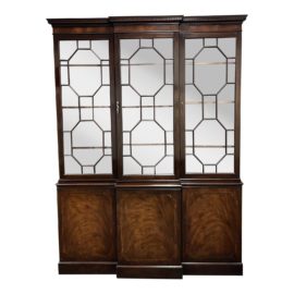 Baker Furniture Glass + Mahogany Break Front Cabinet