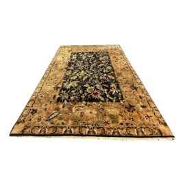 Traditional Black + Cream Floral Wool - 9′1″ × 12′2″