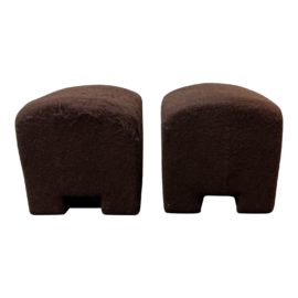 Sloan Miyasato Gulassa & Co. Dark Brown Felt Ottoman Stools - a Pair. Original Price: $3,400