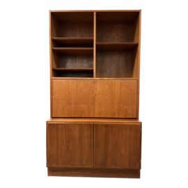 Mid 20th Century Teak Scandinavian Secretary Bookcase