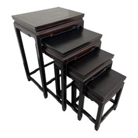 Late 20th Century Carved Rosewood Nesting Tables - Set of Four