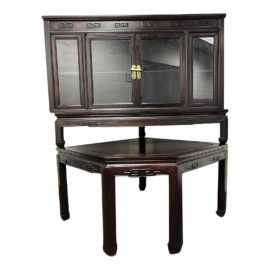 Late 20th Century Asian Three Piece Rosewood Corner Cabinet