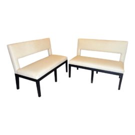 Custom Kay Chesterfield Christian Liagre + Holly Hunt Style Banquette Velin Benches - a Pair. Original Price: $4,428