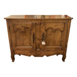 Antique Two Door Cabinet + Shelf + Blue Fabric Lining