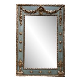 Antique Beveled Mirror in Ornate Frame With Gold Motifs