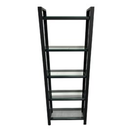 Crate & Barrel Pilsen Graphite Bookcase With Glass Shelves. Original Price: $400