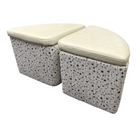 Custom Design Demi Lune Storage Ottoman on Castors + Pillows - a Set