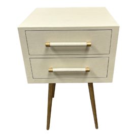 Made Goods Alene Ivory Faux Linen Nightstand. Original Price: $2,600