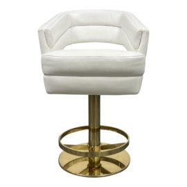 Essential Homes Russel Swivel White Leather Counter Stool. Original Price: $3,370