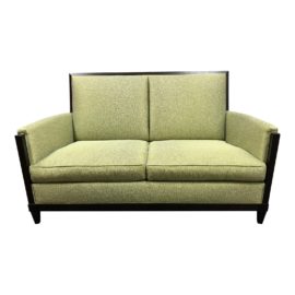 Donghia Custom Chartreuse Jacquard Loveseat. Original Price: $7,500