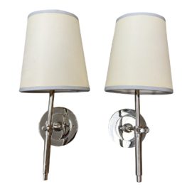 Thomas O'Brien Bryant Visual Comfort Polished Nickel Wall Sconces, a Pair. Original Price: $660