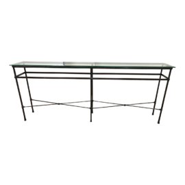 Custom Design Glass Top + Iron Base Console Table