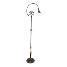 Early 20th Century Vistorian Onyx + Brass Floor Lamp