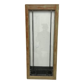 Antique Woof Framed Lead Glass Pane