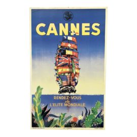 Vintage Cannes Poster Mounted