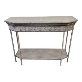 Emobossed Metal Shabby Chic Gray Console