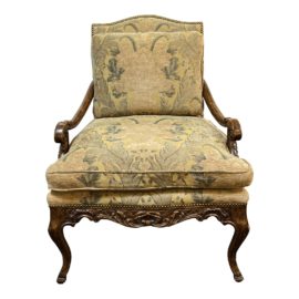 Minton Spidell Carved Floral French Country Lounge Chair. Original Price: $3,356