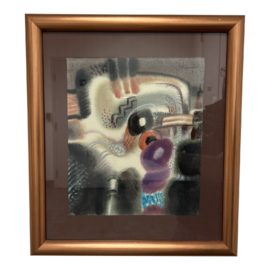 Original Abstract Watercolor, Signed 1991 + Custom Framed