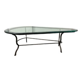 Custom Design Tear Drop Glass + Metal Base Coffee Table, Original Price:$2,600.00