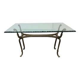 Custom Design Cut Glass + Vintage Brass Console Table