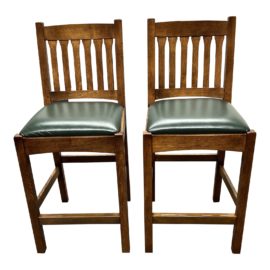 Stickley Mission Collection Counter Stools, a Pair. Original Price: $2,240