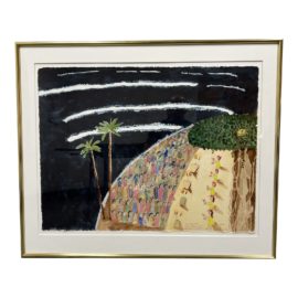 Custom Framed Painting of Waikiki Beach at Night