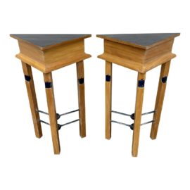 Post Modern Triangular Side Table - a Pair