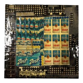 Guilaine Hedquist Lacquered Collage on Panel - Cleaning Products