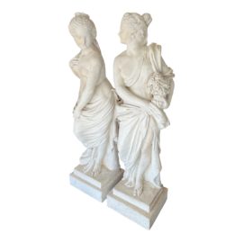 Vintage Garden Guardian Plaster Statues, a Pair
