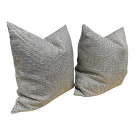 NEW Timo Van Riggelen Designs Black + White Feather Down Pillows, a Pair
