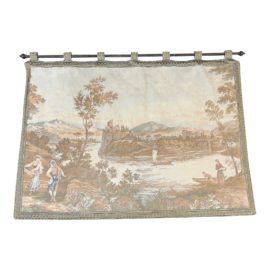Antique French Tapestry With Brass Mounting