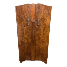 Mid 20th Century Durable Suites Ltd. Matchbooked Burled Walnut Wardrobe