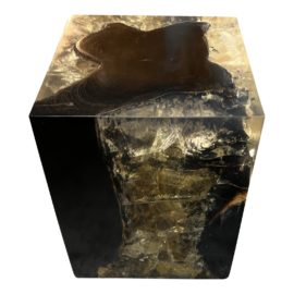 NEW Live Edge Wood + Cracked Resin Side Table/ Stool. Original Price: $3,600